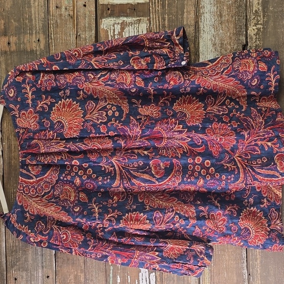 Lauren Ralph Lauren Pink and Blue Ruffled Blouse, Size 1X - Picture 2 of 4